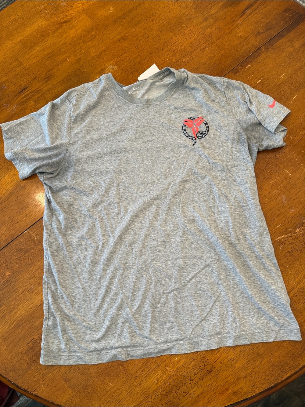 Nike Grey Short Sleeve Tee with Coral Swoosh Logo Kobe Sheath